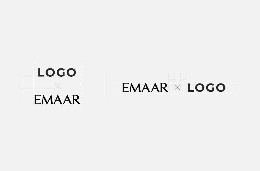 A vertical lock-up: the Emaar wordmark above a partner logo of matching width