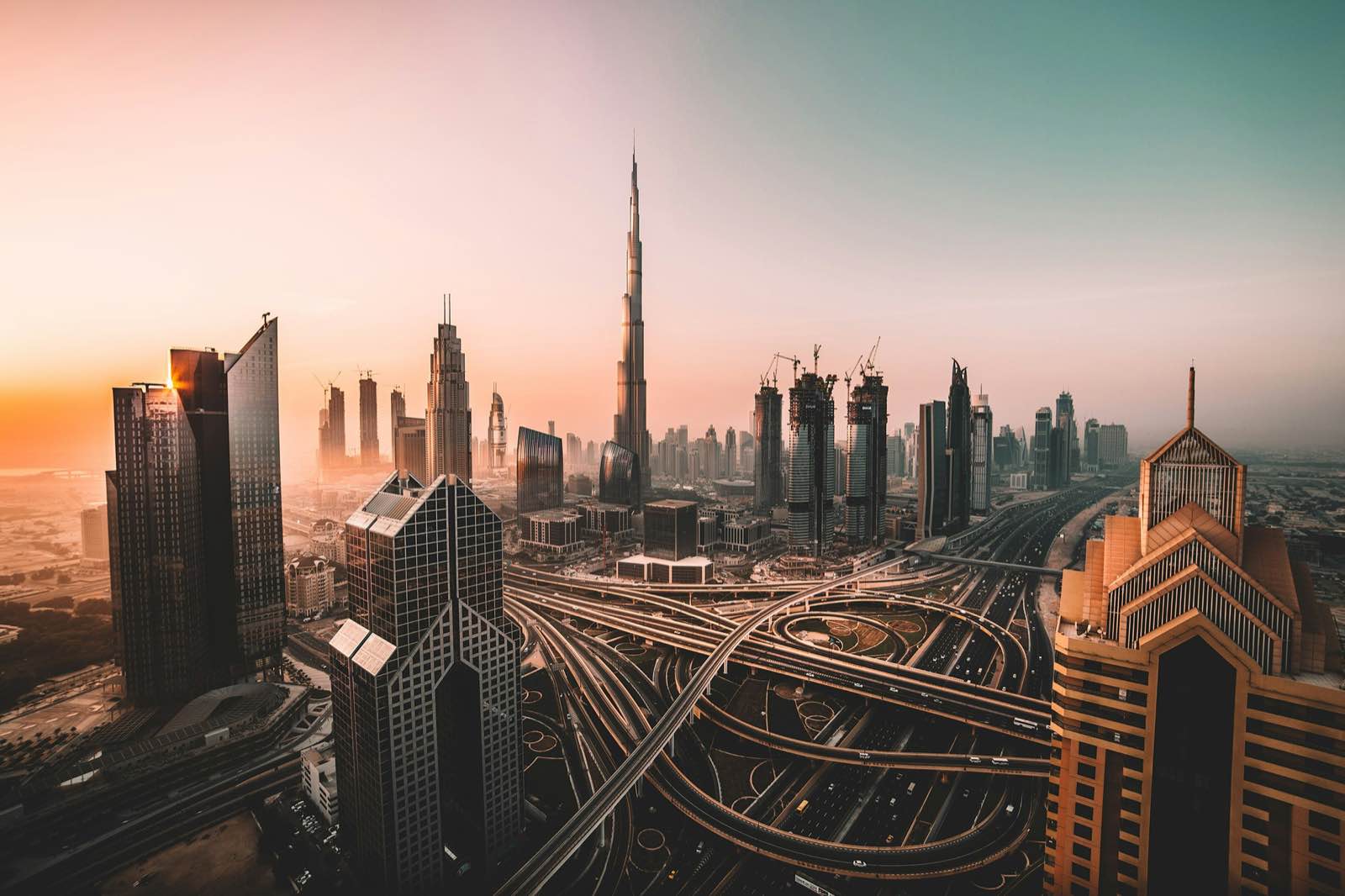 The Dubai skyline, with Burj Khalifa at its centre